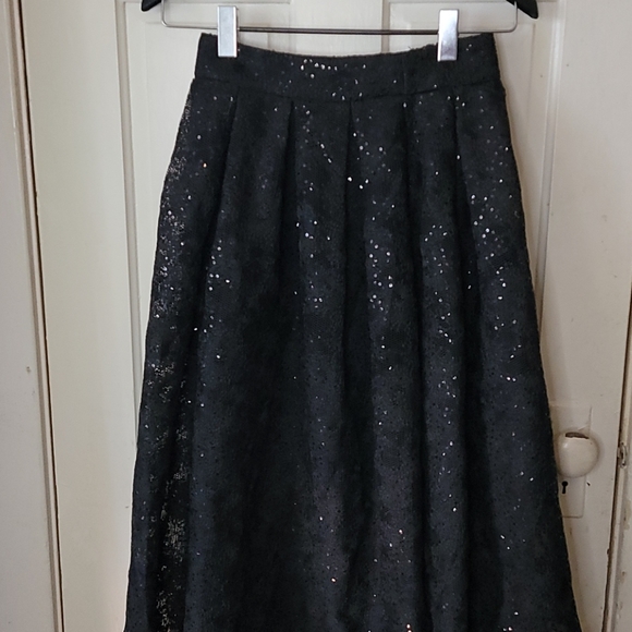 Black Lace Sequin Skirt - Picture 2 of 6